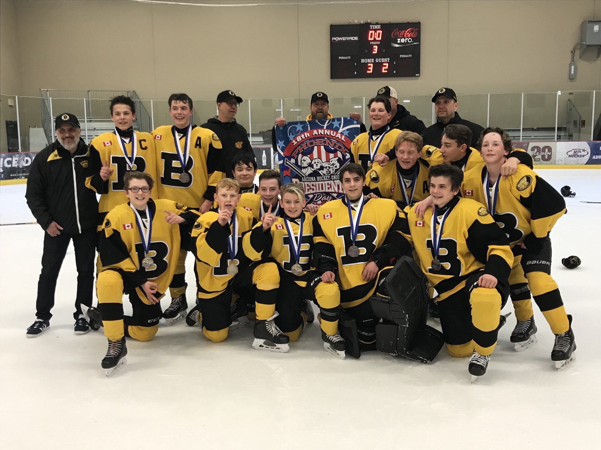 5E53F3ED-DBD0-4A9C-B1DA-91A8C4D12D27 Bantam 1 brought home some bling and a banner - Phoenix Presidents Day tourney champions